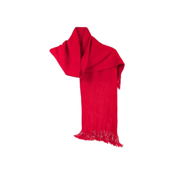 Vtg. Echo Knit Scarf Acrylic Red fringe Japan 9.5" x 61"  soft - Picture 1 of 8